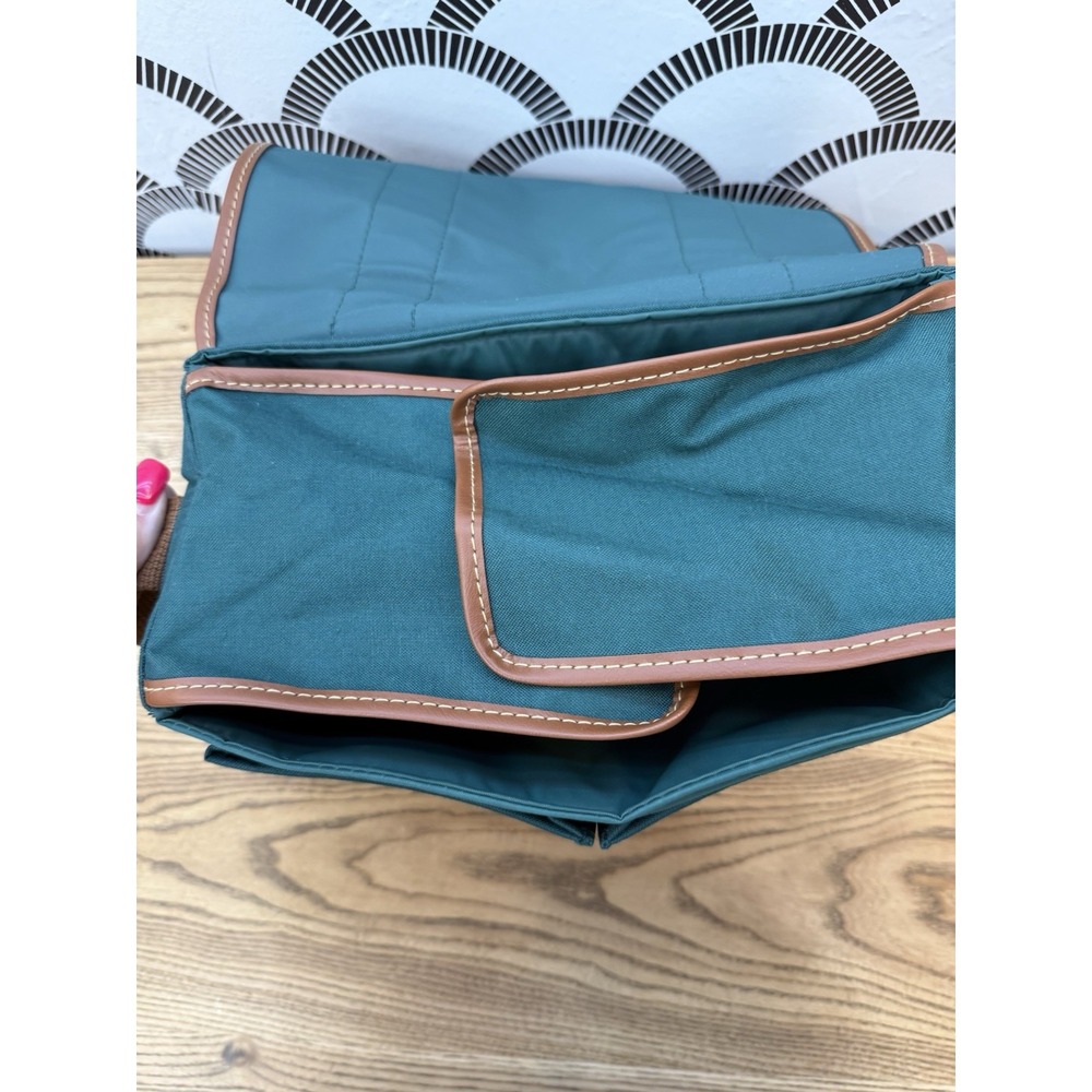 Vintage Polo Ralph Lauren Crossbody Bag Green Canvas Leather Trim Shoulder Strap - Picture 3 of 10